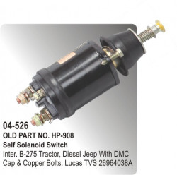 Self Solenoid Switch International B-275 Tractor, Diesel Jeep With DMC Cap & Copper Bolts equivalent to 26964038A (