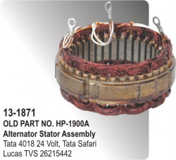 Alternator Stator Assembly Tata 4018 24 Volt, Tata Safari equivalent to TVS Type (HP-13-1871)