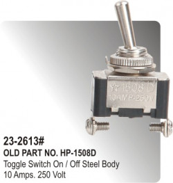 Toggle Switch On / Off Steel Body (Single Pole / Single Throw) 10 Amps. 250 Volt (Hp-23-2613#)