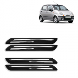  Premium Quality Car Bumper Protector Guard with Double Chrome Strip for Daewoo Matiz (Set of 4)