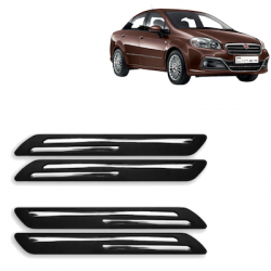  Premium Quality Car Bumper Protector Guard with Double Chrome Strip for Fiat Linea (Set of 4)