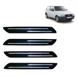  Premium Quality Car Bumper Protector Guard with Double Chrome Strip for Fiat Uno (Set of 4)