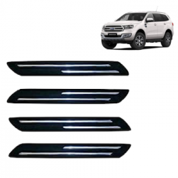  Premium Quality Car Bumper Protector Guard with Double Chrome Strip for Ford Endeavour All Models (Set of 4)