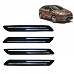  Premium Quality Car Bumper Protector Guard with Double Chrome Strip for Ford Fiesta (Set of 4)