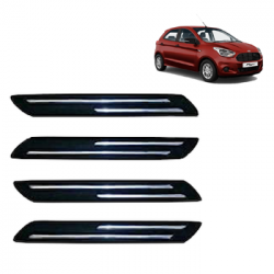  Premium Quality Car Bumper Protector Guard with Double Chrome Strip for Ford Figo (Set of 4)
