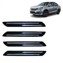  Premium Quality Car Bumper Protector Guard with Double Chrome Strip for Honda Amaze All Models (Set of 4)