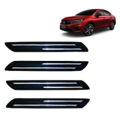  Premium Quality Car Bumper Protector Guard with Double Chrome Strip for Honda City All Models (Set of 4)