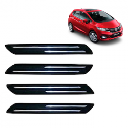  Premium Quality Car Bumper Protector Guard with Double Chrome Strip for Honda Jazz All Models (Set of 4)