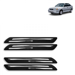  Premium Quality Car Bumper Protector Guard with Double Chrome Strip for Hyundai Accent (Set of 4)