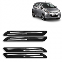  Premium Quality Car Bumper Protector Guard with Double Chrome Strip for Hyundai Eon (Set of 4)