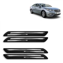  Premium Quality Car Bumper Protector Guard with Double Chrome Strip for Hyundai Sonata (Set of 4)