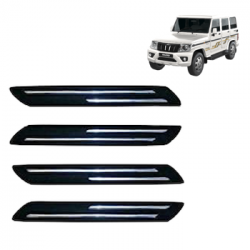  Premium Quality Car Bumper Protector Guard with Double Chrome Strip for Mahindra Bolero (Set of 4)