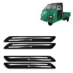  Premium Quality Car Bumper Protector Guard with Double Chrome Strip for Mahindra Champion (Set of 4)