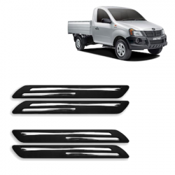  Premium Quality Car Bumper Protector Guard with Double Chrome Strip for Mahindra Genio (Set of 4)