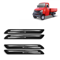  Premium Quality Car Bumper Protector Guard with Double Chrome Strip for Mahindra Gio (Set of 4)