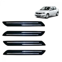  Premium Quality Car Bumper Protector Guard with Double Chrome Strip for Mahindra Logan (Set of 4)
