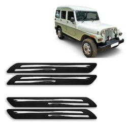  Premium Quality Car Bumper Protector Guard with Double Chrome Strip for Mahindra Marshal (Set of 4)
