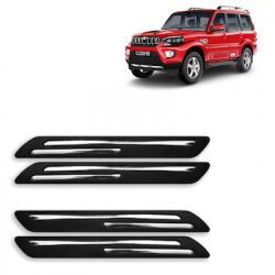  Premium Quality Car Bumper Protector Guard with Double Chrome Strip for Mahindra Scorpio (Set of 4)