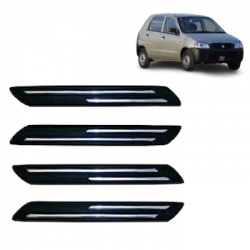 Premium Quality Car Bumper Protector Guard with Double Chrome Strip for Maruti Suzuki Alto All Models (Set of 4)