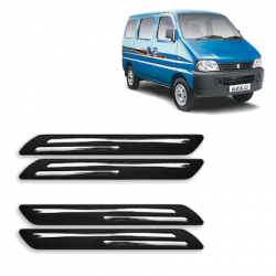  Premium Quality Car Bumper Protector Guard with Double Chrome Strip for Maruti Suzuki Eeco (Set of 4)