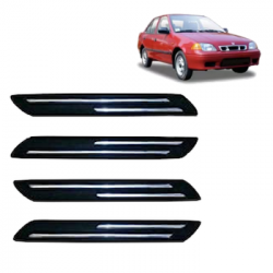  Premium Quality Car Bumper Protector Guard with Double Chrome Strip for Maruti Suzuki Esteem (Set of 4)