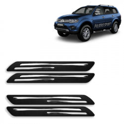  Premium Quality Car Bumper Protector Guard with Double Chrome Strip for Mitsubishi Pajero (Set of 4)
