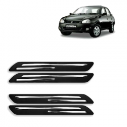  Premium Quality Car Bumper Protector Guard with Double Chrome Strip for Opel Corsa (Set of 4)