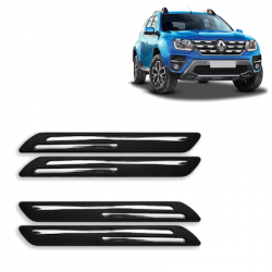  Premium Quality Car Bumper Protector Guard with Double Chrome Strip for Renault Duster (Set of 4)