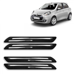  Premium Quality Car Bumper Protector Guard with Double Chrome Strip for Renault Pulse (Set of 4)