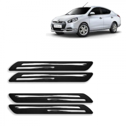  Premium Quality Car Bumper Protector Guard with Double Chrome Strip for Renault Scala (Set of 4)