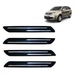  Premium Quality Car Bumper Protector Guard with Double Chrome Strip for Tata Aria (Set of 4)