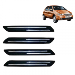  Premium Quality Car Bumper Protector Guard with Double Chrome Strip for Tata Indica All Models (Set of 4)