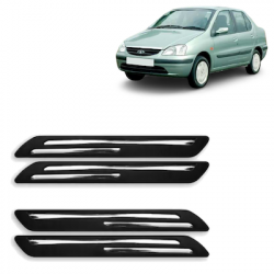  Premium Quality Car Bumper Protector Guard with Double Chrome Strip for Tata Indigo (Set of 4)