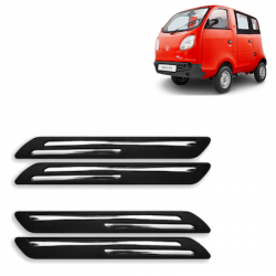  Premium Quality Car Bumper Protector Guard with Double Chrome Strip for Tata Iris (Set of 4)