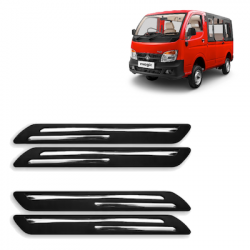  Premium Quality Car Bumper Protector Guard with Double Chrome Strip for Tata Magic (Set of 4)