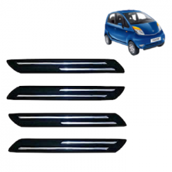  Premium Quality Car Bumper Protector Guard with Double Chrome Strip for Tata Nano (Set of 4)