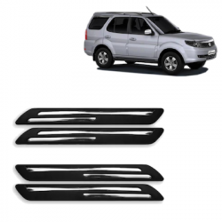  Premium Quality Car Bumper Protector Guard with Double Chrome Strip for Tata Safari Storme (Set of 4)