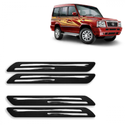  Premium Quality Car Bumper Protector Guard with Double Chrome Strip for Tata Sumo Grande (Set of 4)