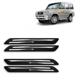  Premium Quality Car Bumper Protector Guard with Double Chrome Strip for Tata Sumo Victa (Set of 4)