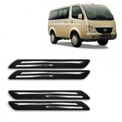  Premium Quality Car Bumper Protector Guard with Double Chrome Strip for Tata Venture (Set of 4)