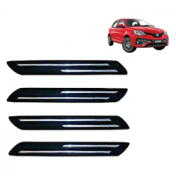  Premium Quality Car Bumper Protector Guard with Double Chrome Strip for Toyota Etios Liva (Set of 4)