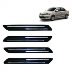  Premium Quality Car Bumper Protector Guard with Double Chrome Strip for Toyota Etios (Set of 4)