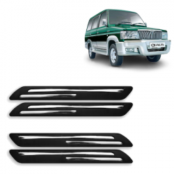  Premium Quality Car Bumper Protector Guard with Double Chrome Strip for Toyota Qualis (Set of 4)