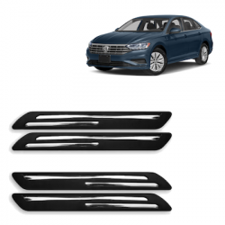  Premium Quality Car Bumper Protector Guard with Double Chrome Strip for Volkswagen Jetta (Set of 4)