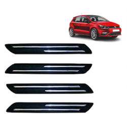  Premium Quality Car Bumper Protector Guard with Double Chrome Strip for Volkswagen Polo (Set of 4)