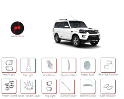 Alpine Premium Chrome Accessories Combo Kit For Scorpio Type 4 (All S Variants) (Set Of 12)