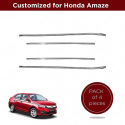 Alpine Premium Quality Car Outer Door Window Glass Beading Garnish Weatherstrip (Chrome) Amaze Type 3 2018 Onwards (Set of 4)