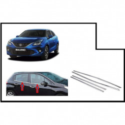 Alpine Premium Quality Car Outer Door Window Glass Beading Garnish Weatherstrip (Chrome) Baleno New Model (Set Of 6)