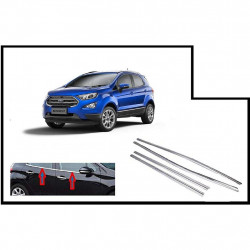 Alpine Premium Quality Car Outer Door Window Glass Beading Garnish Weatherstrip (Chrome) Ecosport (Set of 4)