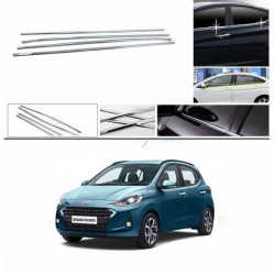 Alpine Premium Quality Car Outer Door Window Glass Beading Garnish Weatherstrip (Chrome) Grand i10 Nios (Set of 4)